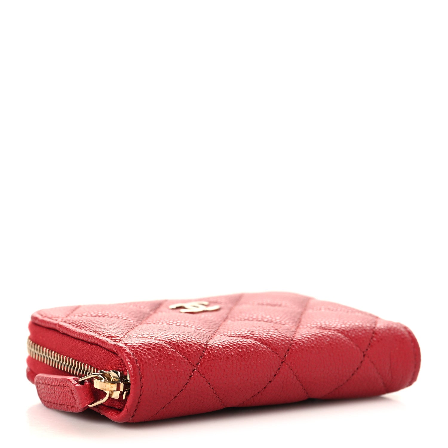 Chanel Caviar Quilted Zip Coin Purse Red 4 of 8