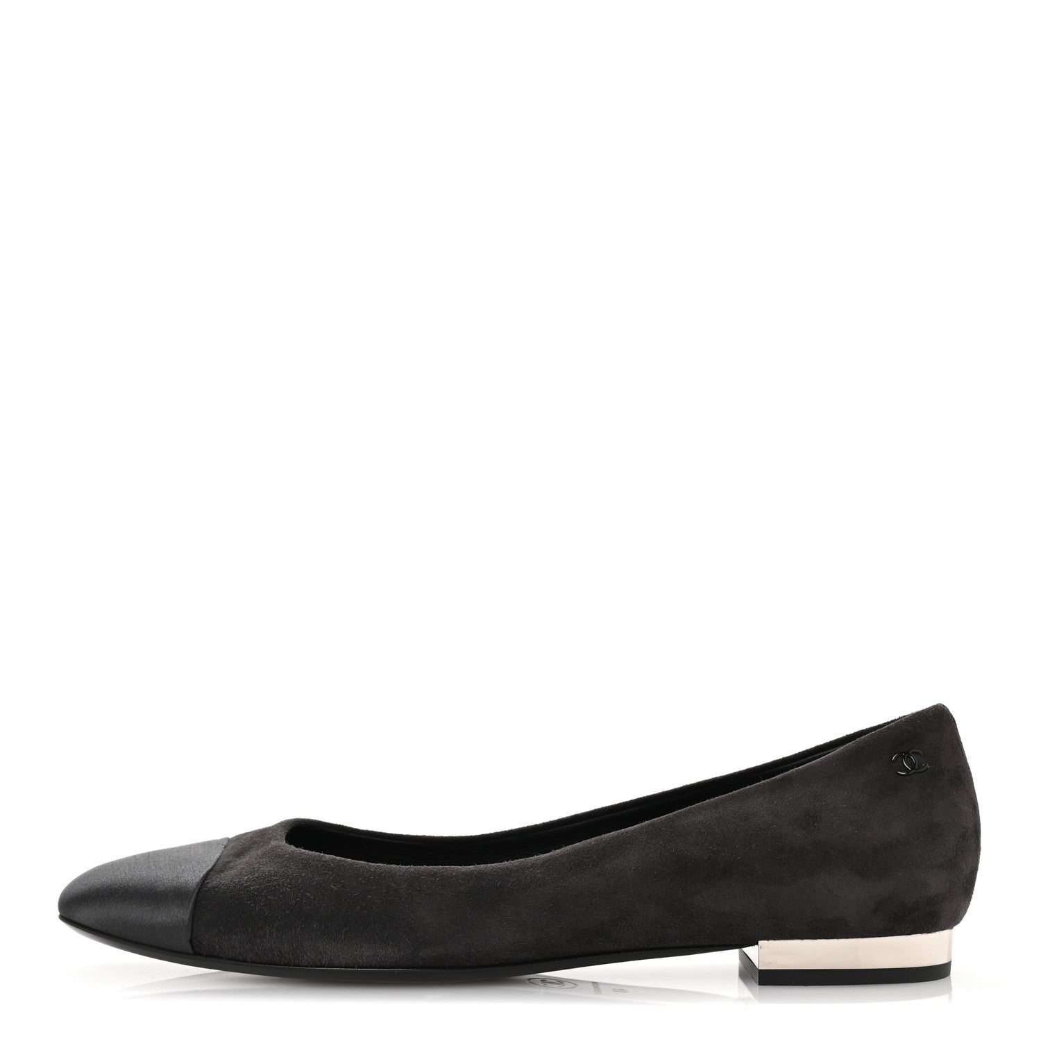 Chanel Suede Satin Cap Toe Ballerina Flats 40 Grey 1 of 10