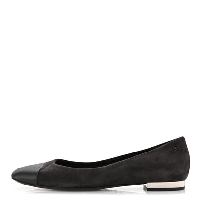 Chanel Suede Satin Cap Toe Ballerina Flats 40 Grey 1 of 10