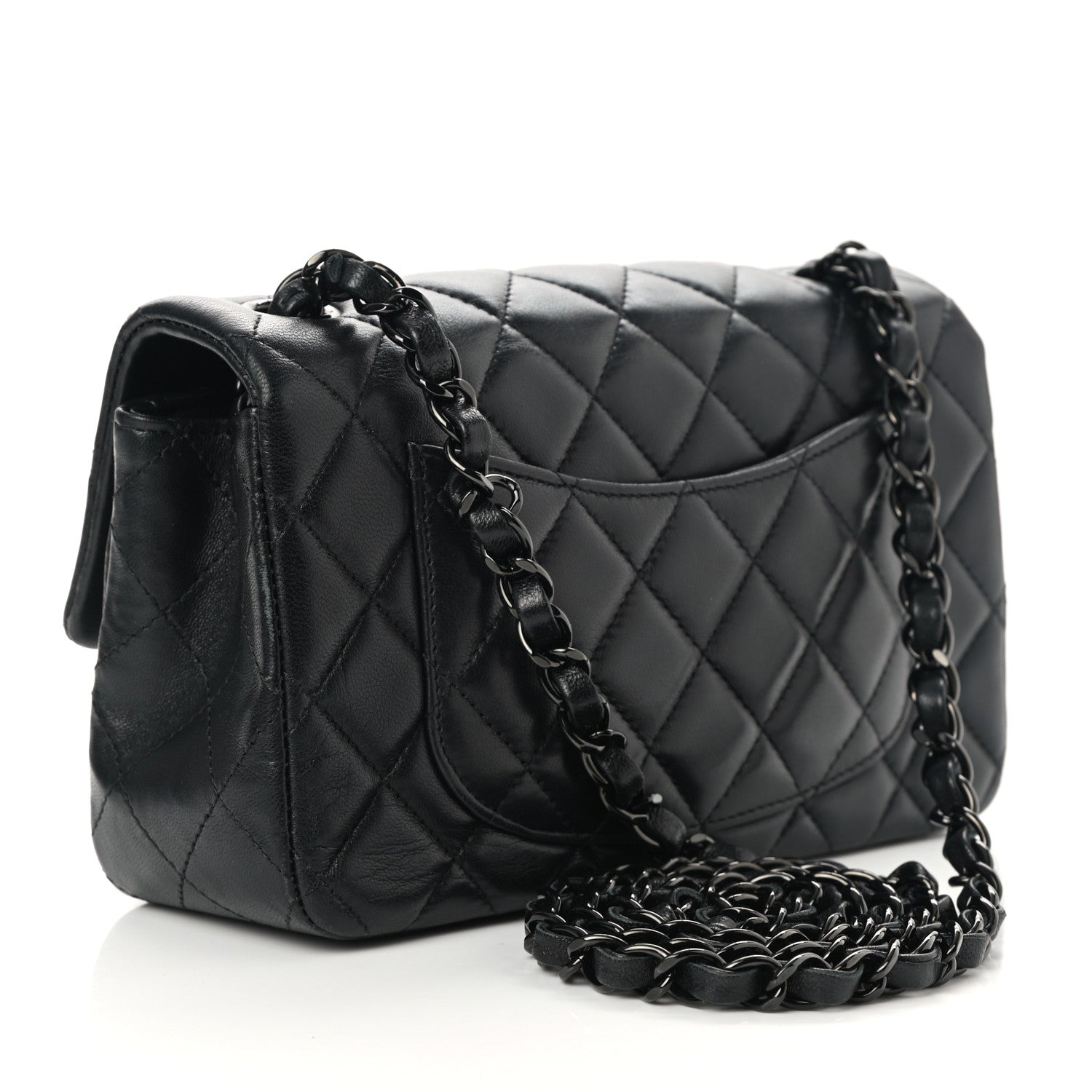 Chanel Lambskin Quilted Mini Rectangular Flap So Black 2 of 10