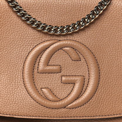 Gucci Pebbled Calfskin Medium Soho Flap Crossbody Camelia 9 of 11