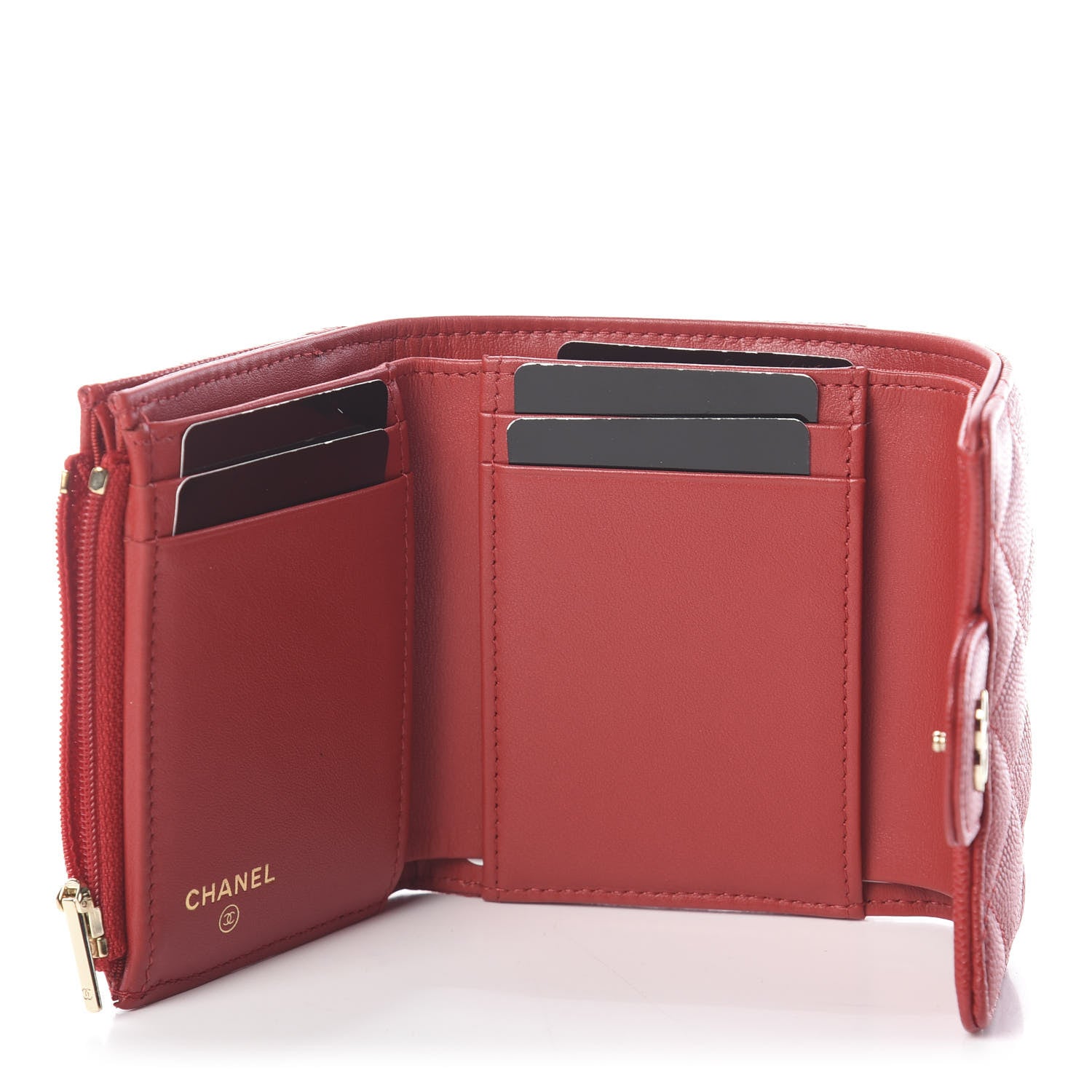 Chanel Iridescent Caviar Quilted Small Flap Wallet Red 4 of 6