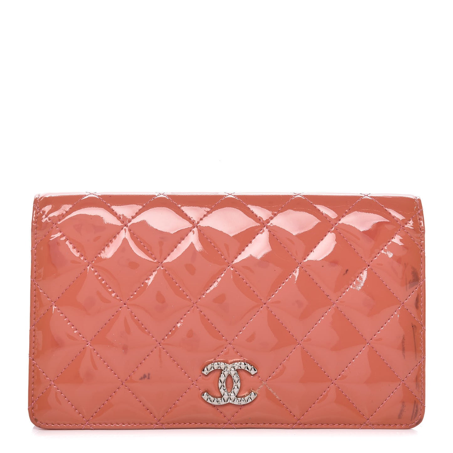 Patent Quilted Brilliant Yen Wallet Pink