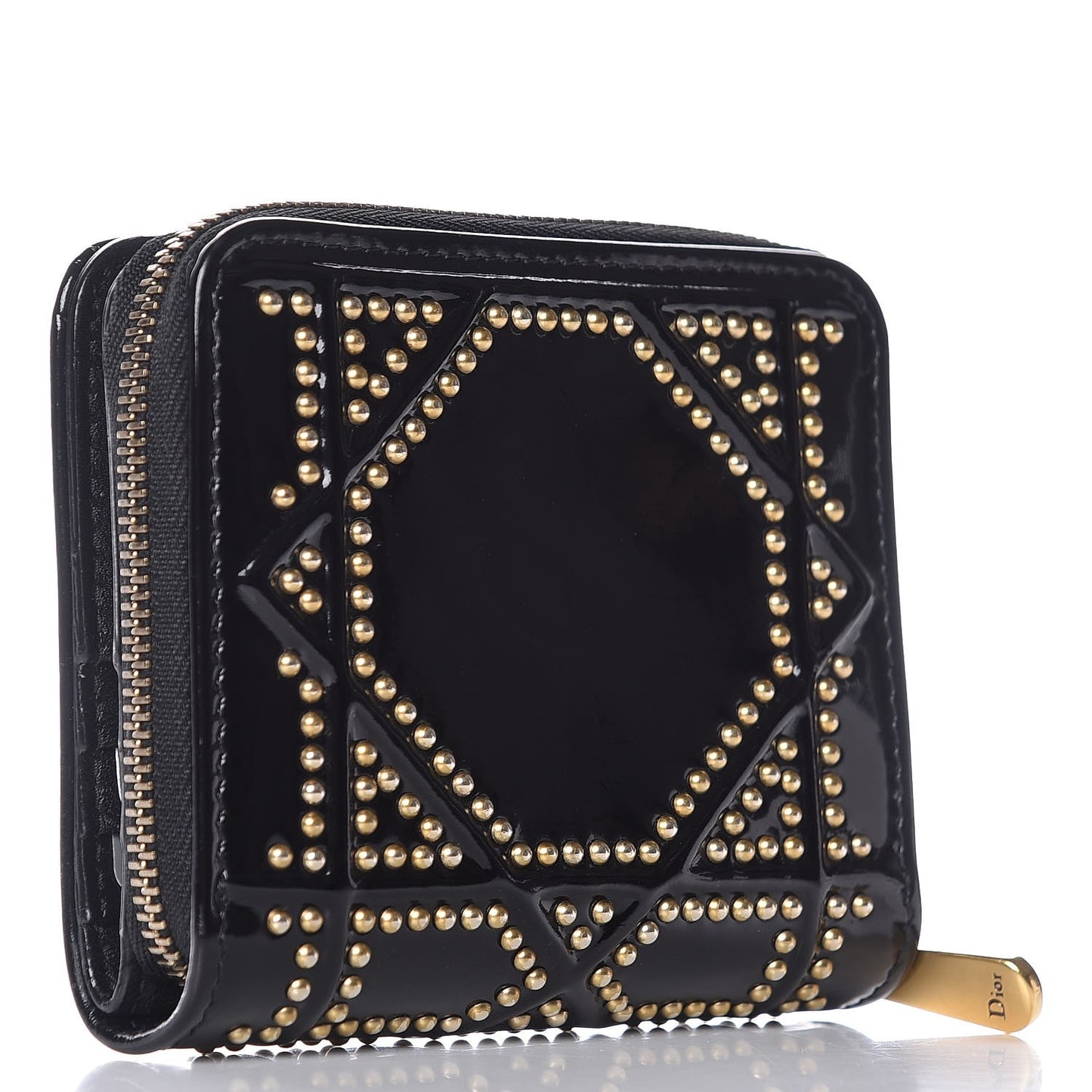 Patent Studded Diorama Small Wallet Black