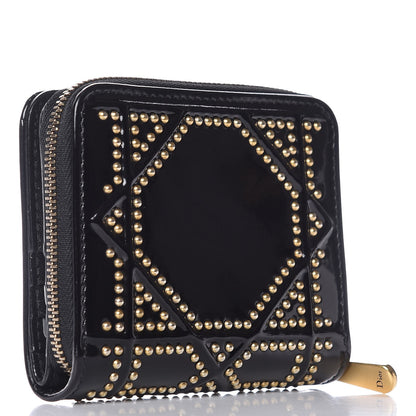 Christian Dior Patent Studded Diorama Small Wallet Black 3 of 10