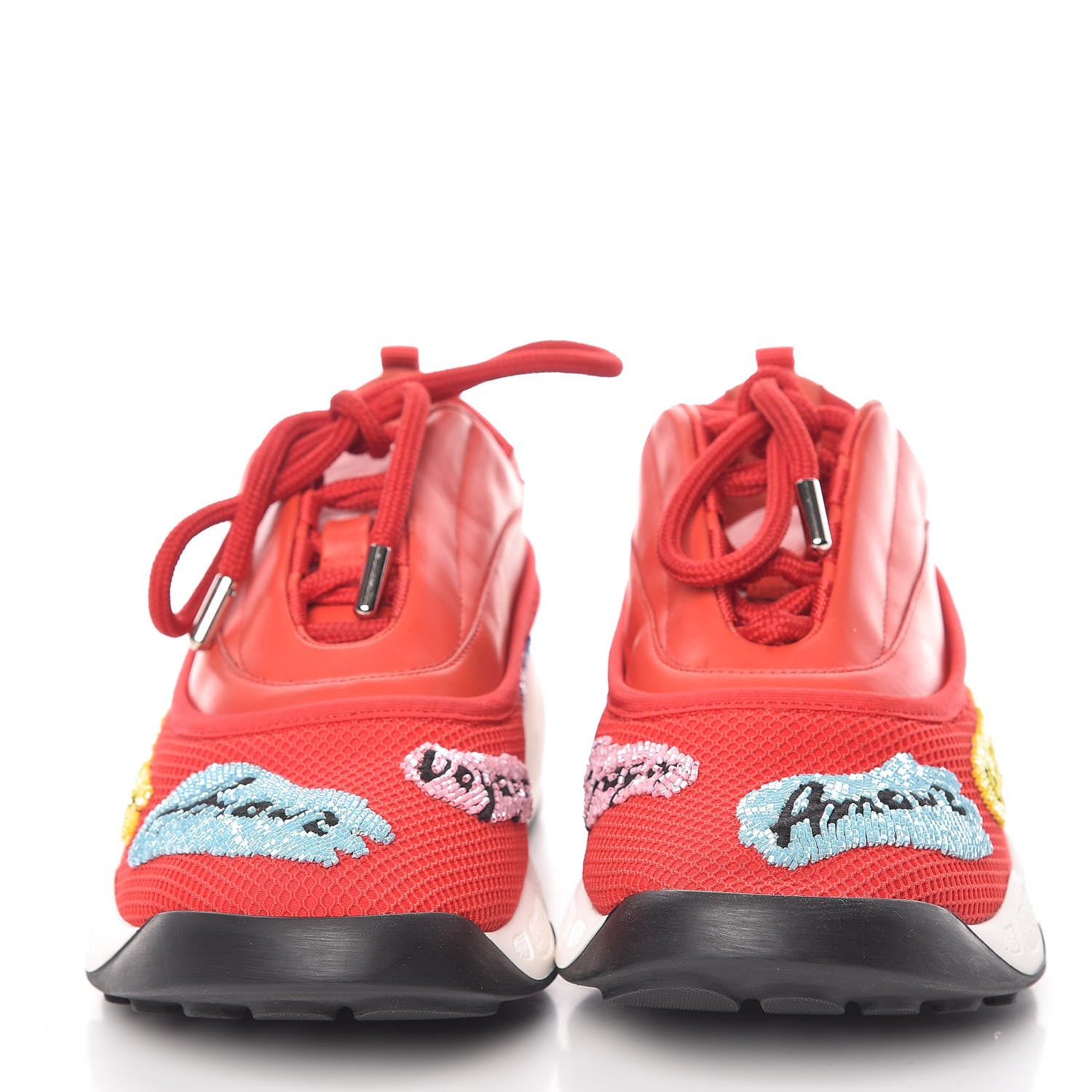 Christian Dior Calfskin Technical Canvas Embellished Dior Fusion Sneakers 35 Rouge 2 of 7