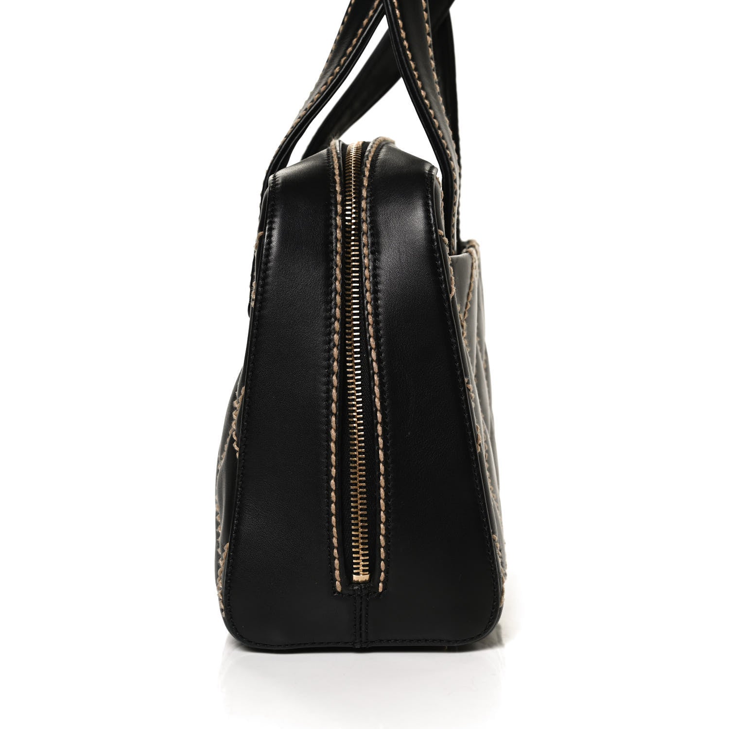 Chanel Calfskin Contrast Stitch Surpique Bowler Black 10 of 10