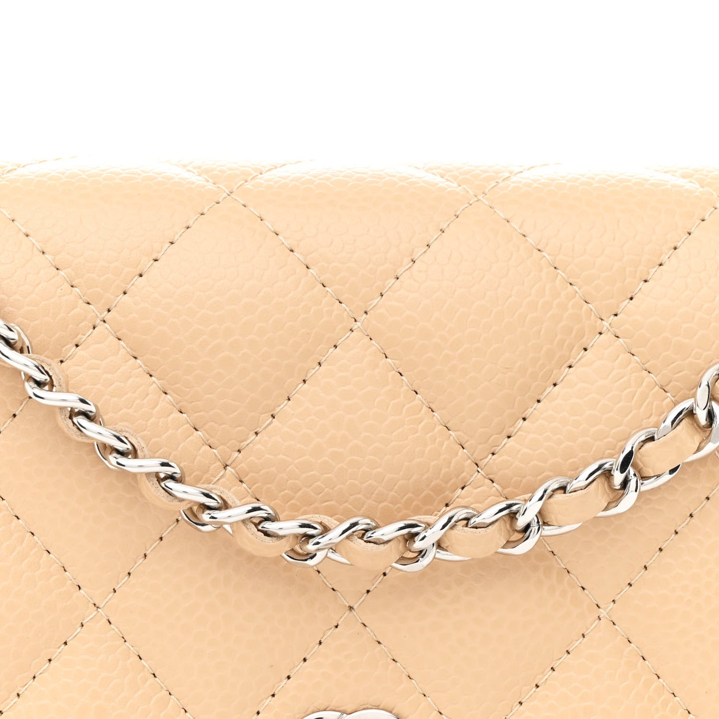 Caviar Quilted Wallet On Chain WOC Beige