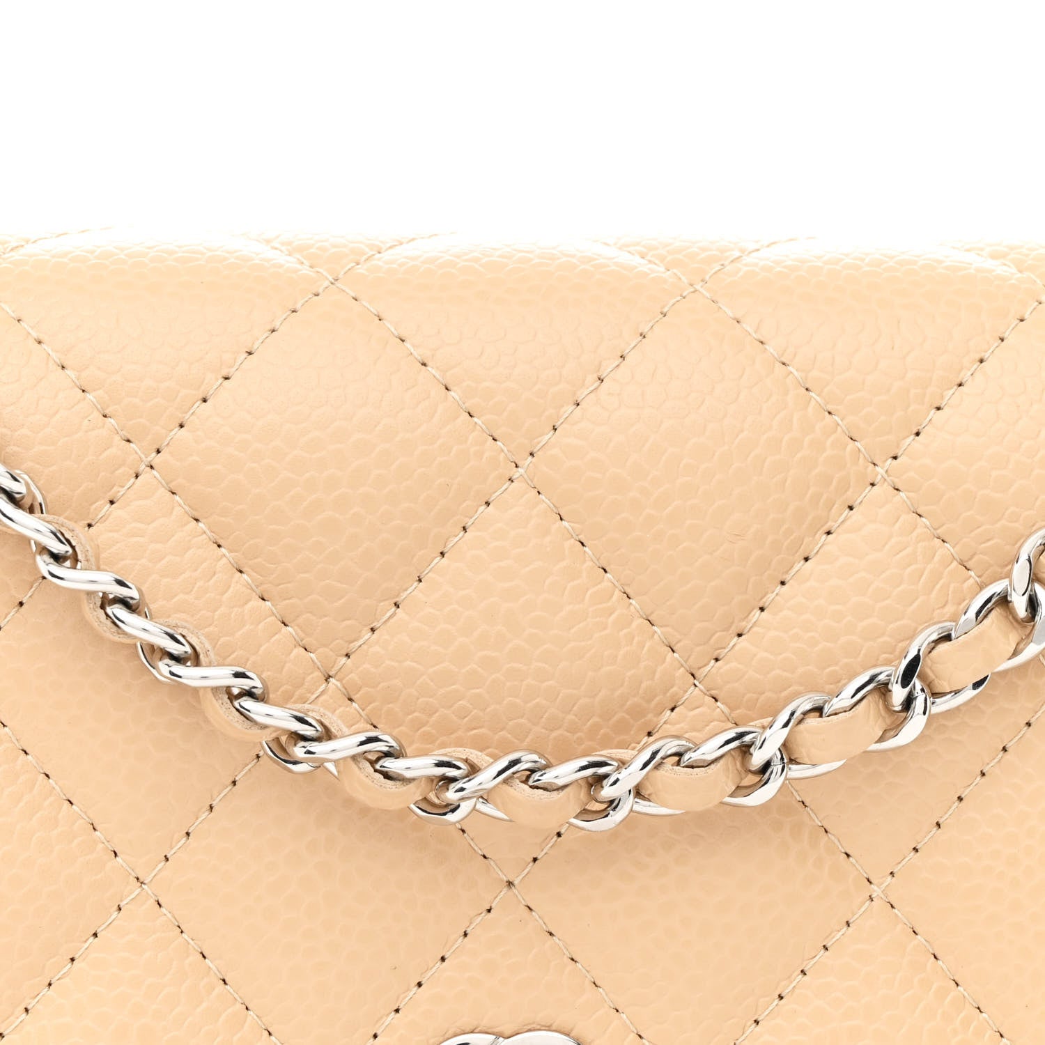 Chanel Caviar Quilted Wallet On Chain WOC Beige 9 of 12