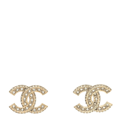 Chanel Crystal Timeless CC Earrings Light Gold 1 of 4