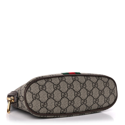 Gucci GG Supreme Monogram Textured Calfskin Web Large Ophidia Cosmetic Case Beige Ebony New Acero 4 of 13
