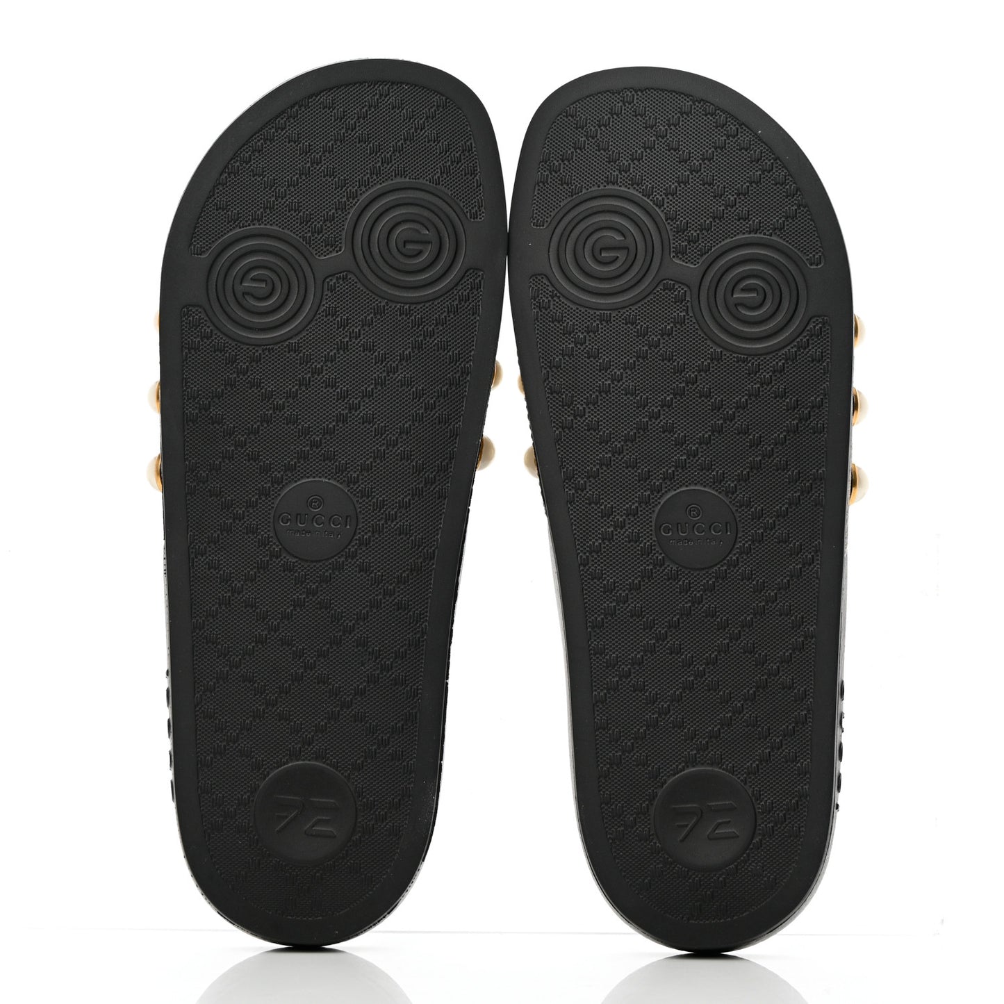 GG Supreme Monogram Pearls Slide Sandals 40 Beige