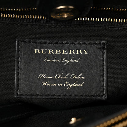 Burberry Derby Calfskin House Check Large Banner Tote Black 6 of 12