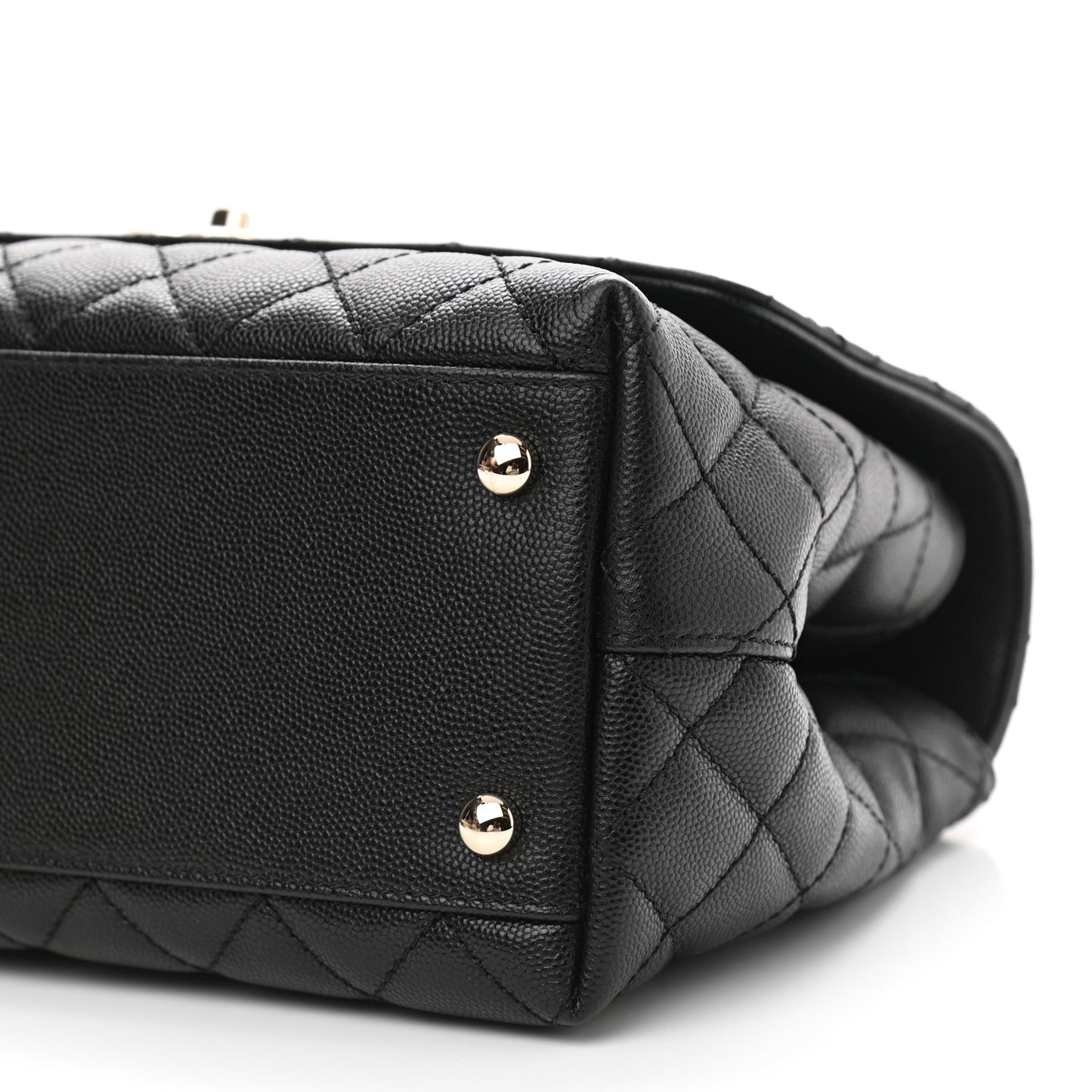 Caviar Lizard Embossed Quilted Small Coco Handle Flap Black