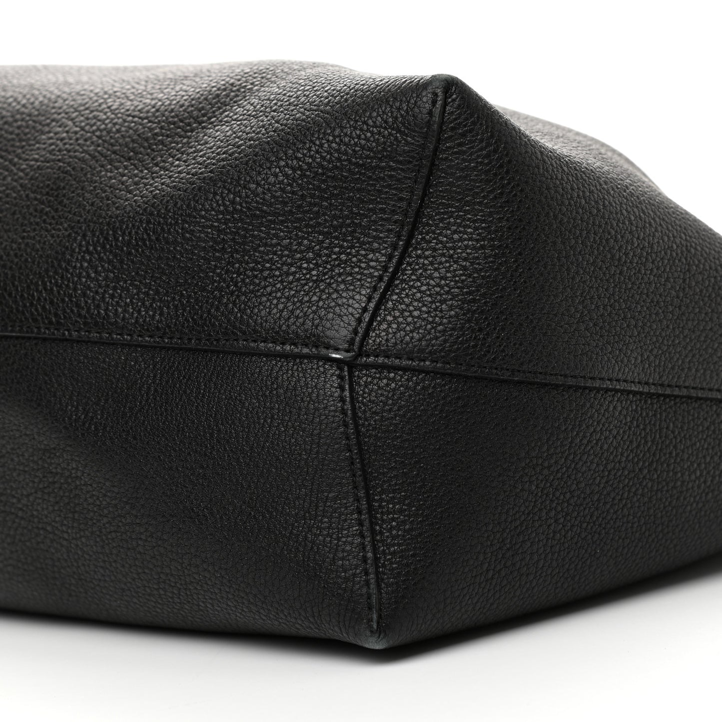Tumbled Calfskin Bucket Bag Black