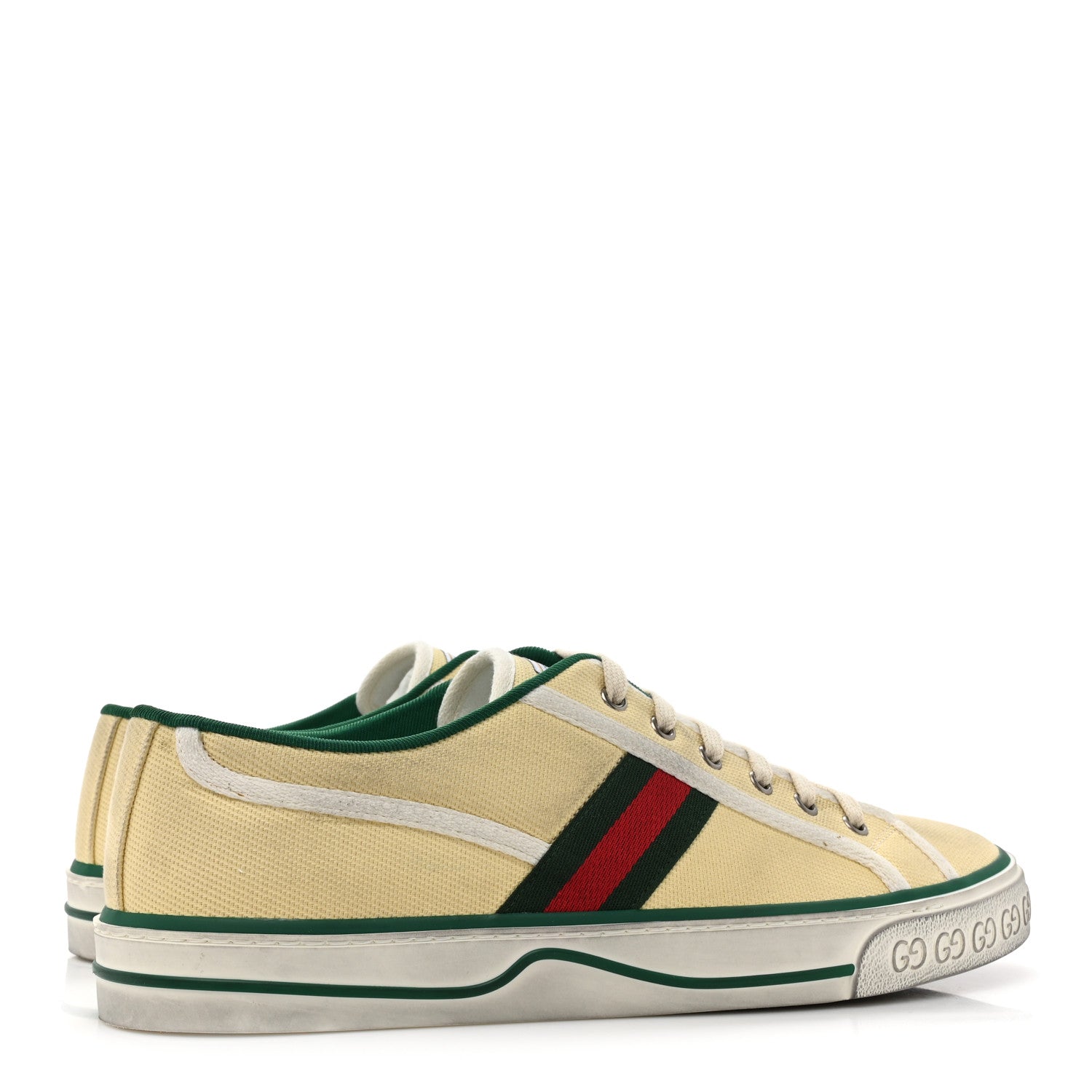 Gucci Old Tennis Tweed Web Mens 1977 Tennis Sneakers 11 Burro Mystic White 4 of 9