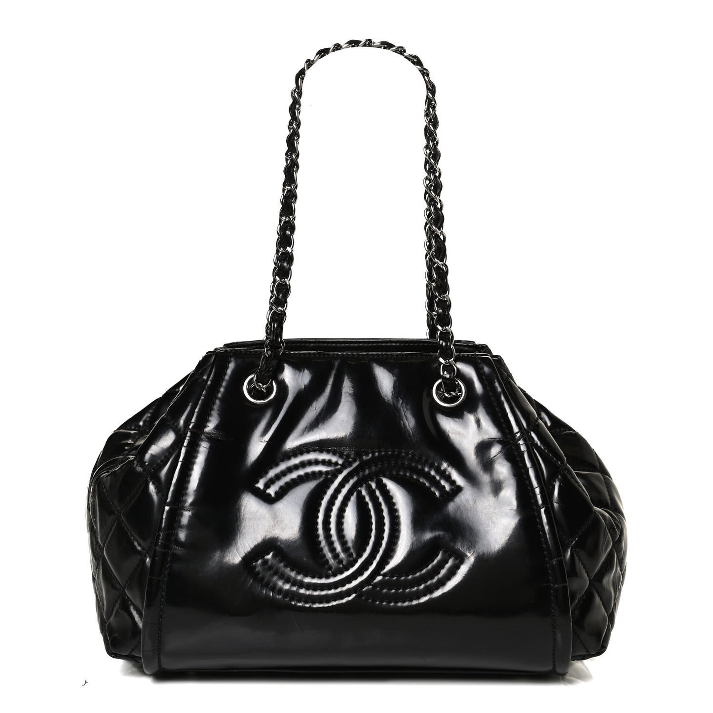 Vinyl Lipstick Ligne Accordion Tote Black