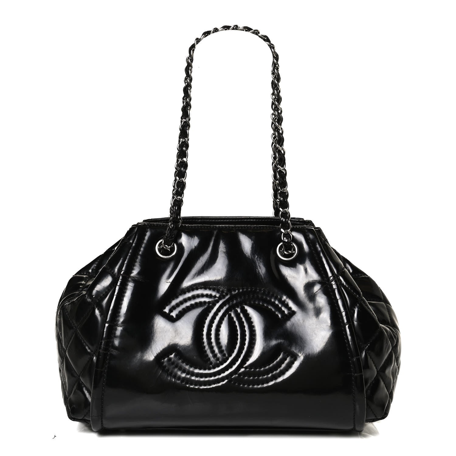 Chanel Vinyl Lipstick Ligne Accordion Tote Black 1 of 14
