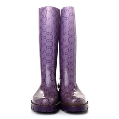 Gucci Rubber Monogram Edinburg Rain Boots 36 Transparent Grape Royal 2 of 8