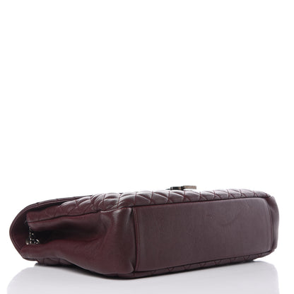 Saint Laurent Calfskin Mixed Matelasse Triquilt Large Monogram Envelope Satchel Bordeaux 4 of 13