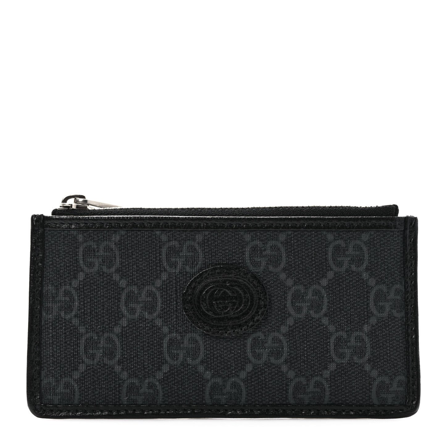 GG Supreme Monogram Azalea Calfskin Retro Interlocking G Coin Case Card Holder Black