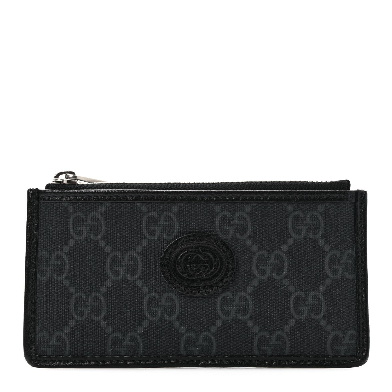 Gucci GG Supreme Monogram Azalea Calfskin Retro Interlocking G Coin Case Card Holder Black 1 of 7