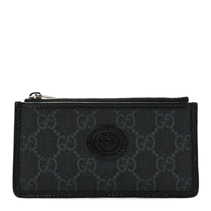 Gucci GG Supreme Monogram Azalea Calfskin Retro Interlocking G Coin Case Card Holder Black 1 of 7