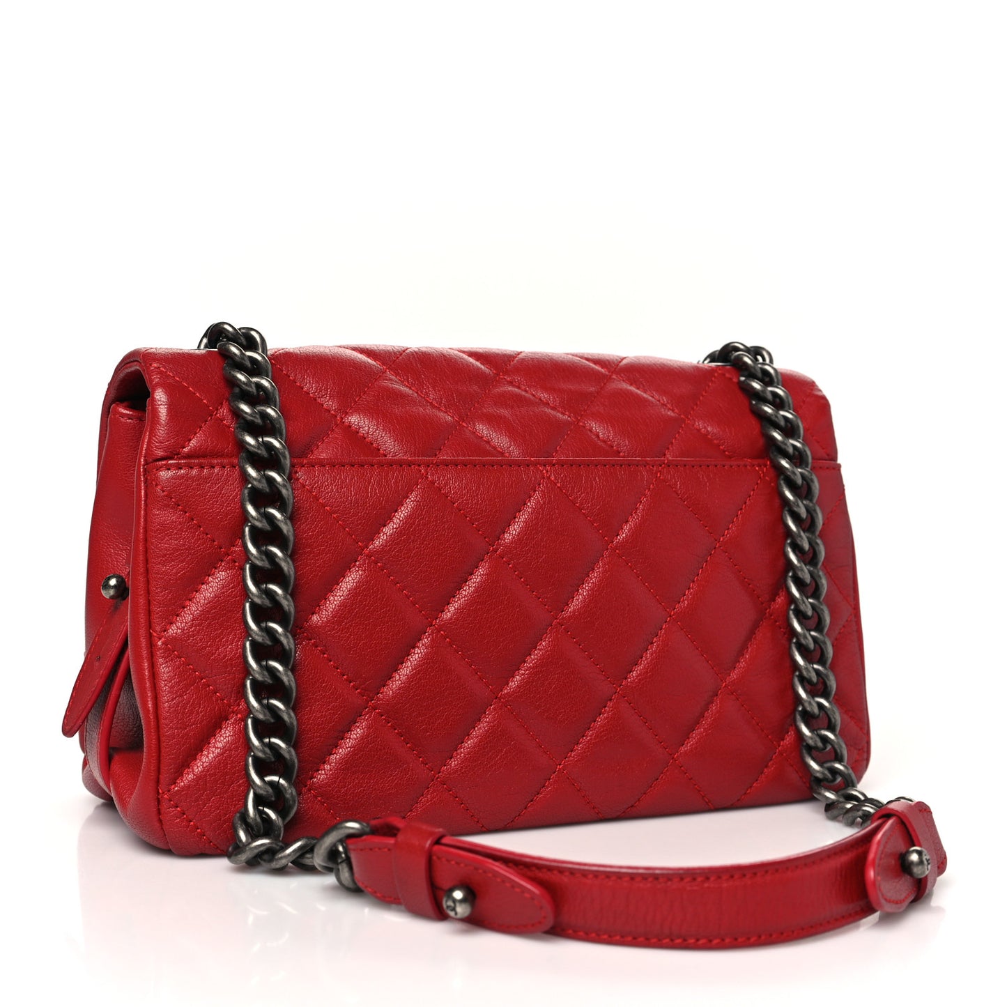 Goatskin Quilted Medium City Rock Flap Red