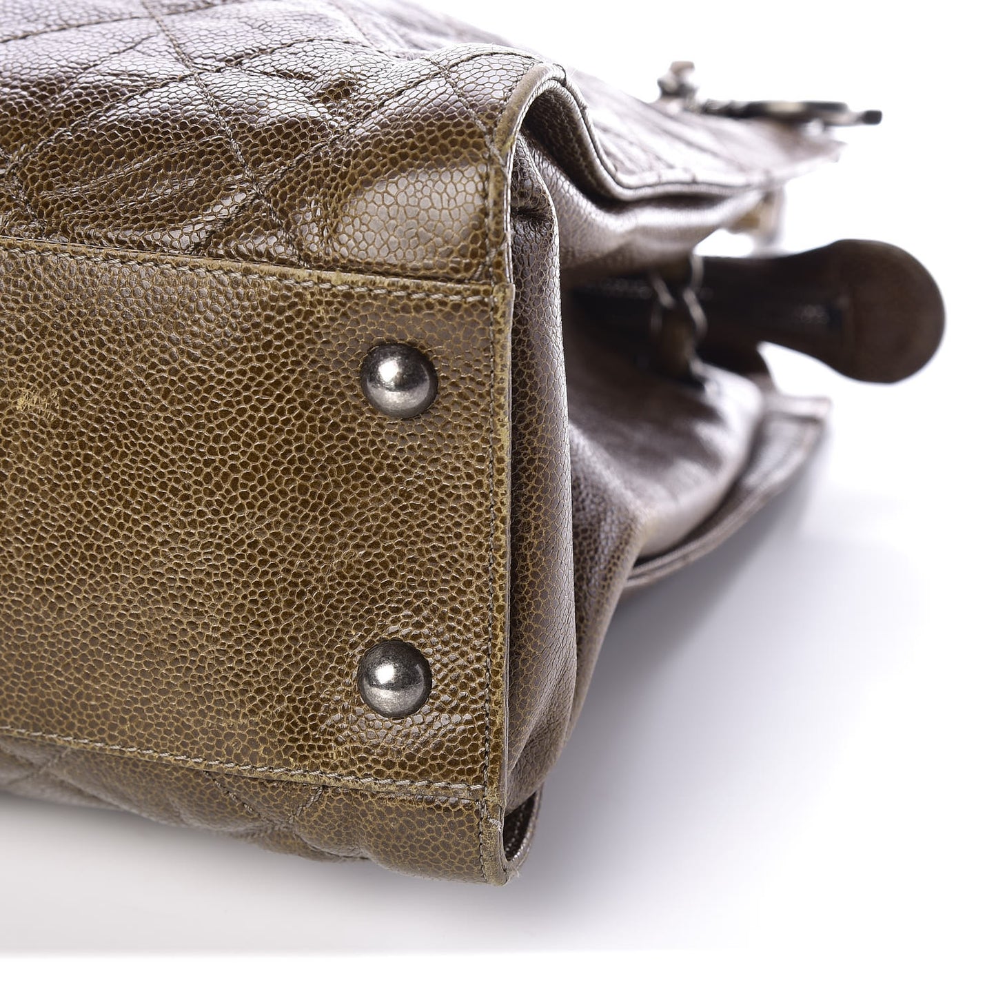 Glazed Caviar Quilted Tote Brown