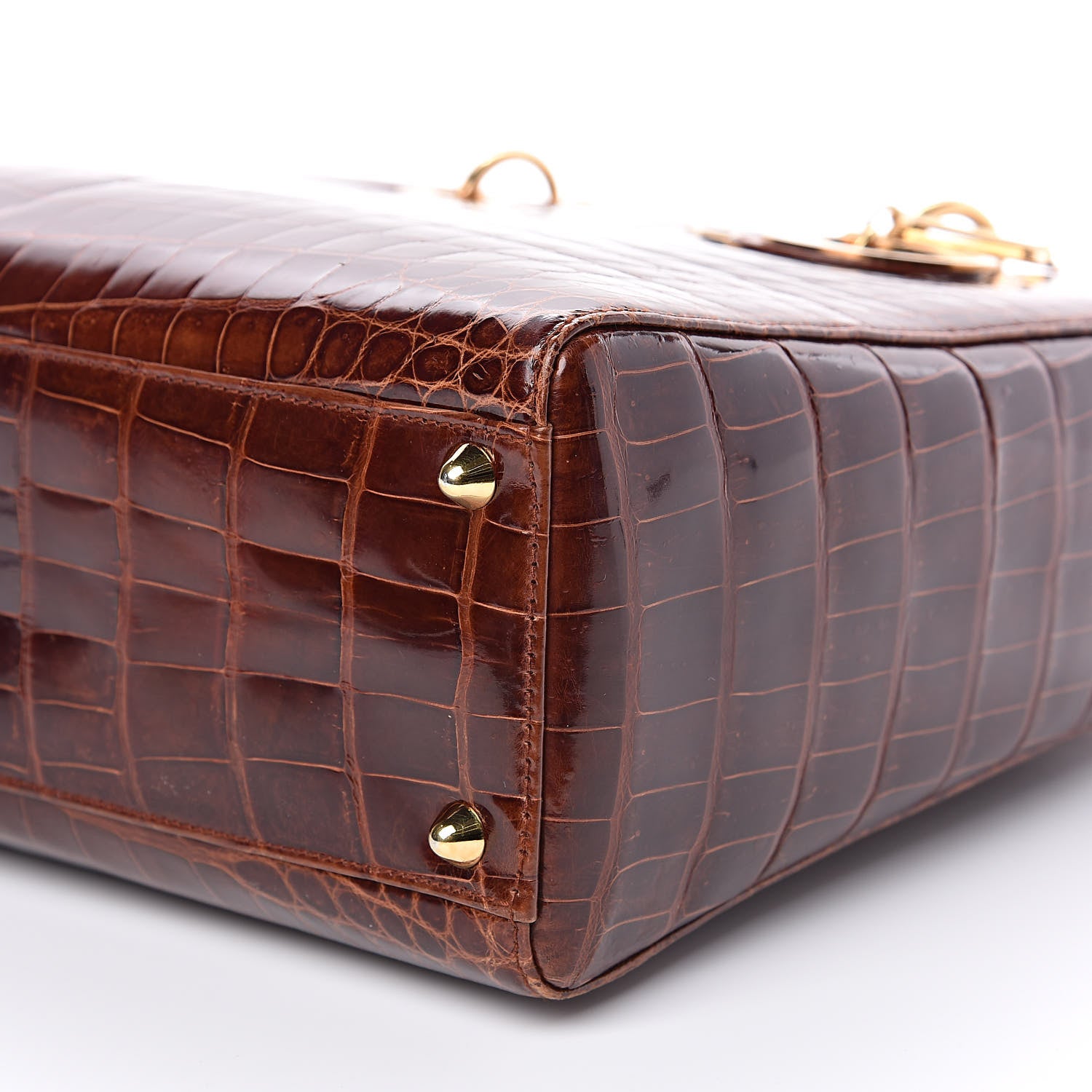Christian Dior Crocodile Large Lady Dior Brown 8 of 11