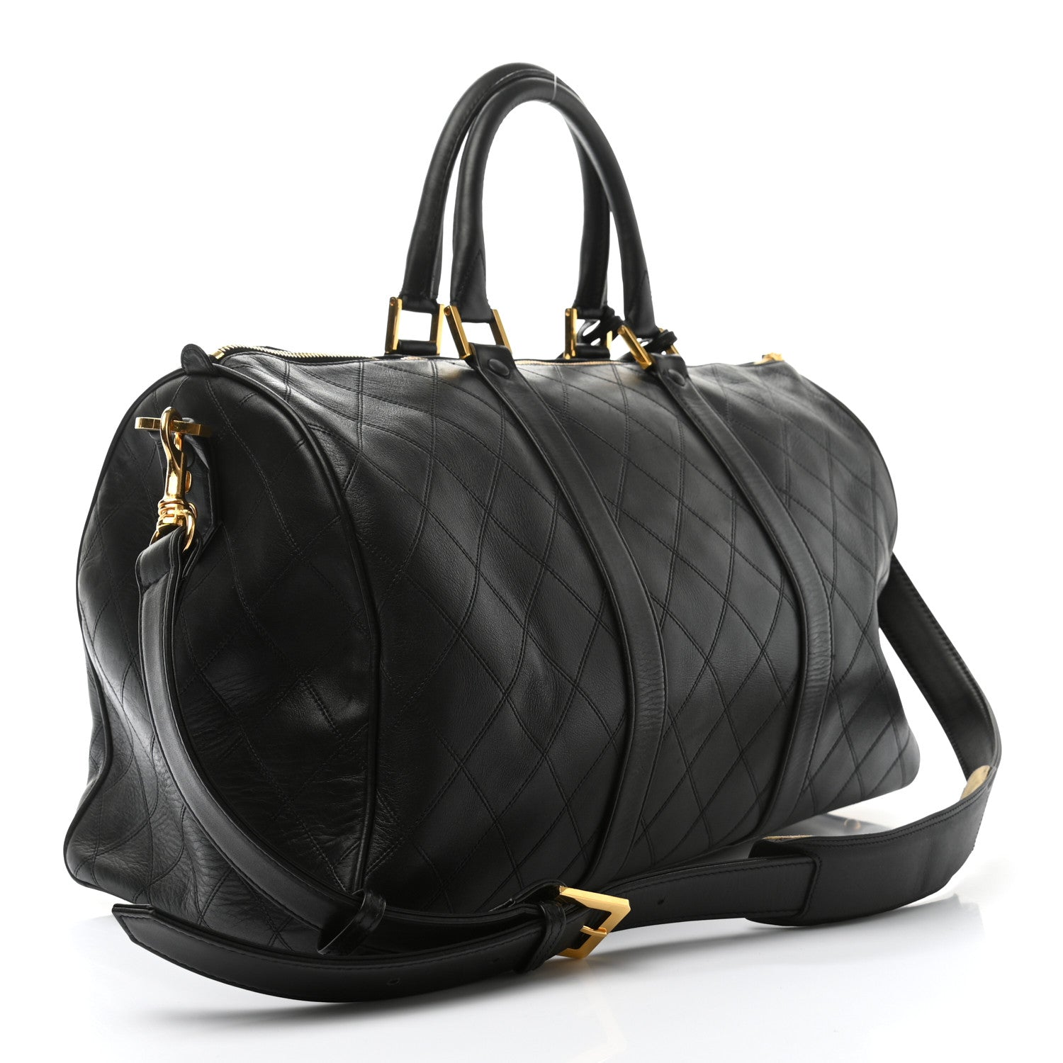Chanel Calfskin Stitched CC Boston Black 2 of 12
