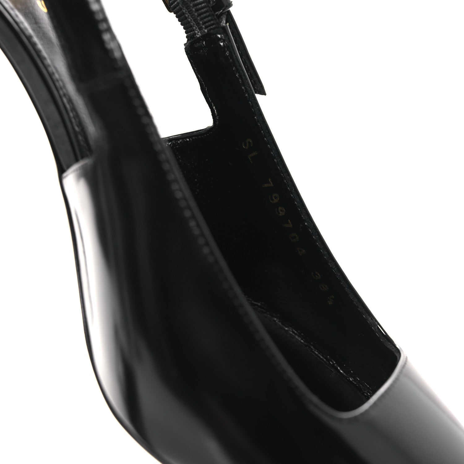 Saint Laurent Vitello Marilyn Lee 75 Slingback Pumps 38.5 Black 10 of 13