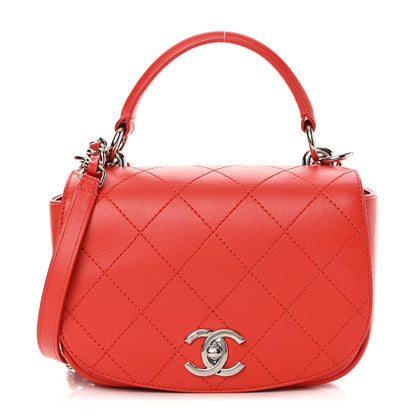 Chanel Calfskin Stitched Small Ring My Bag Flap Crossbody Red 1 of 15