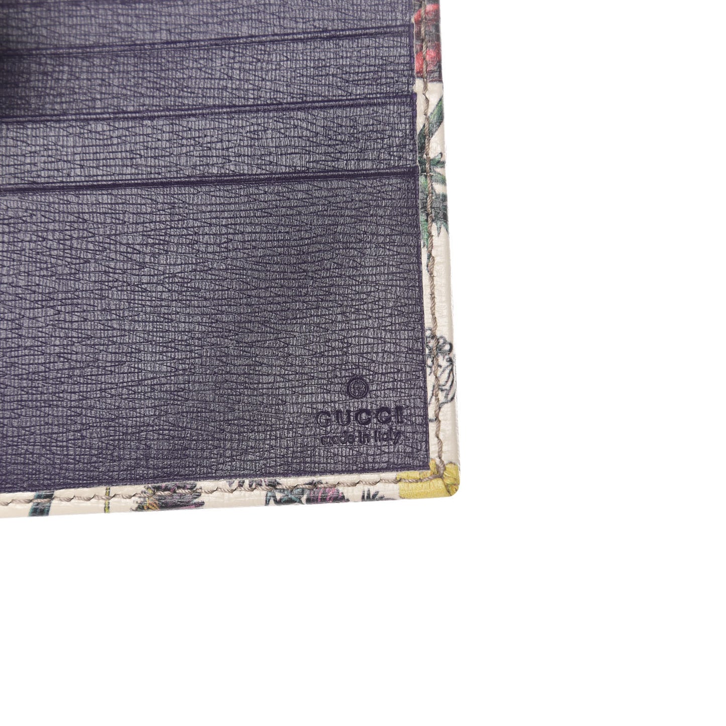 Calfskin Flora Infinity Bi-Fold Wallet White Multicolor