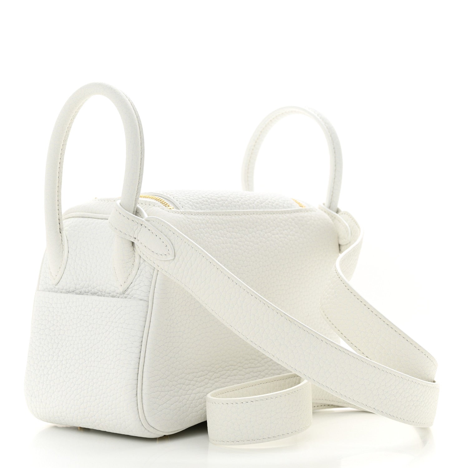 Hermes Taurillon Clemence Mini Lindy 20 New White 3 of 11