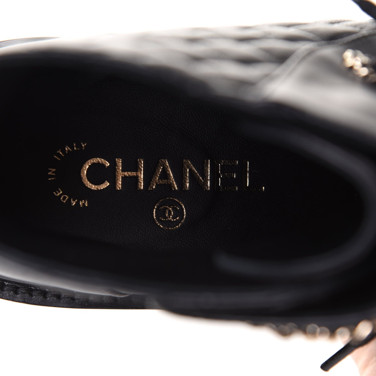 Chanel Shiny Lambskin Quilted Lace Up Combat Boots 39.5 Black 7 of 10