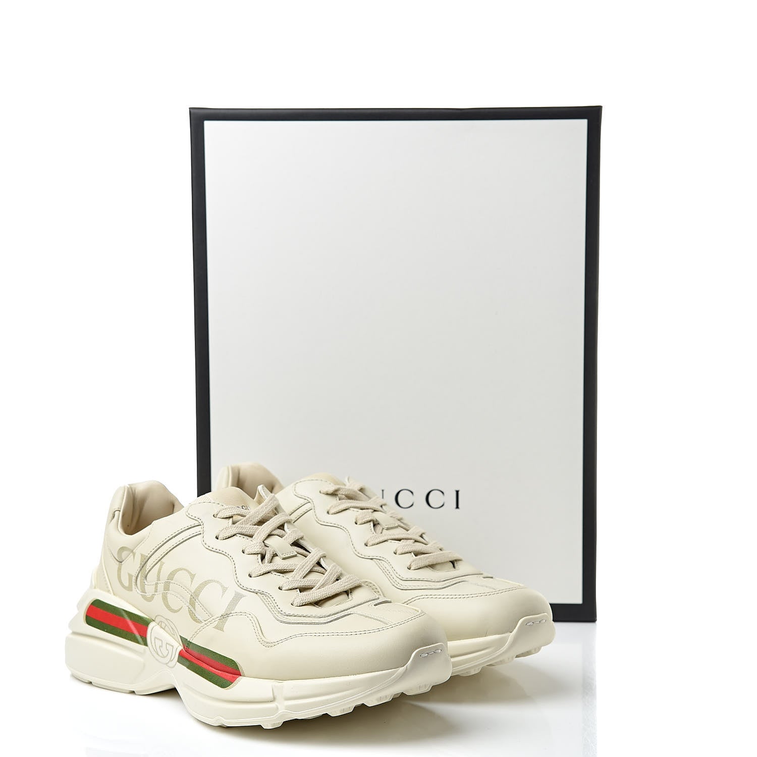 Gucci Calfskin Logo Mens Rhyton Sneakers 8 Ivory 8 of 8