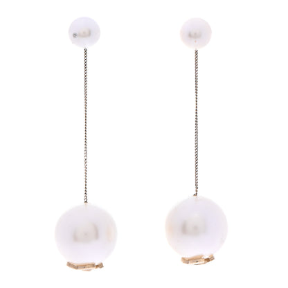 Chanel Pearl CC Chain Drop Earrings Gold 1 of 6