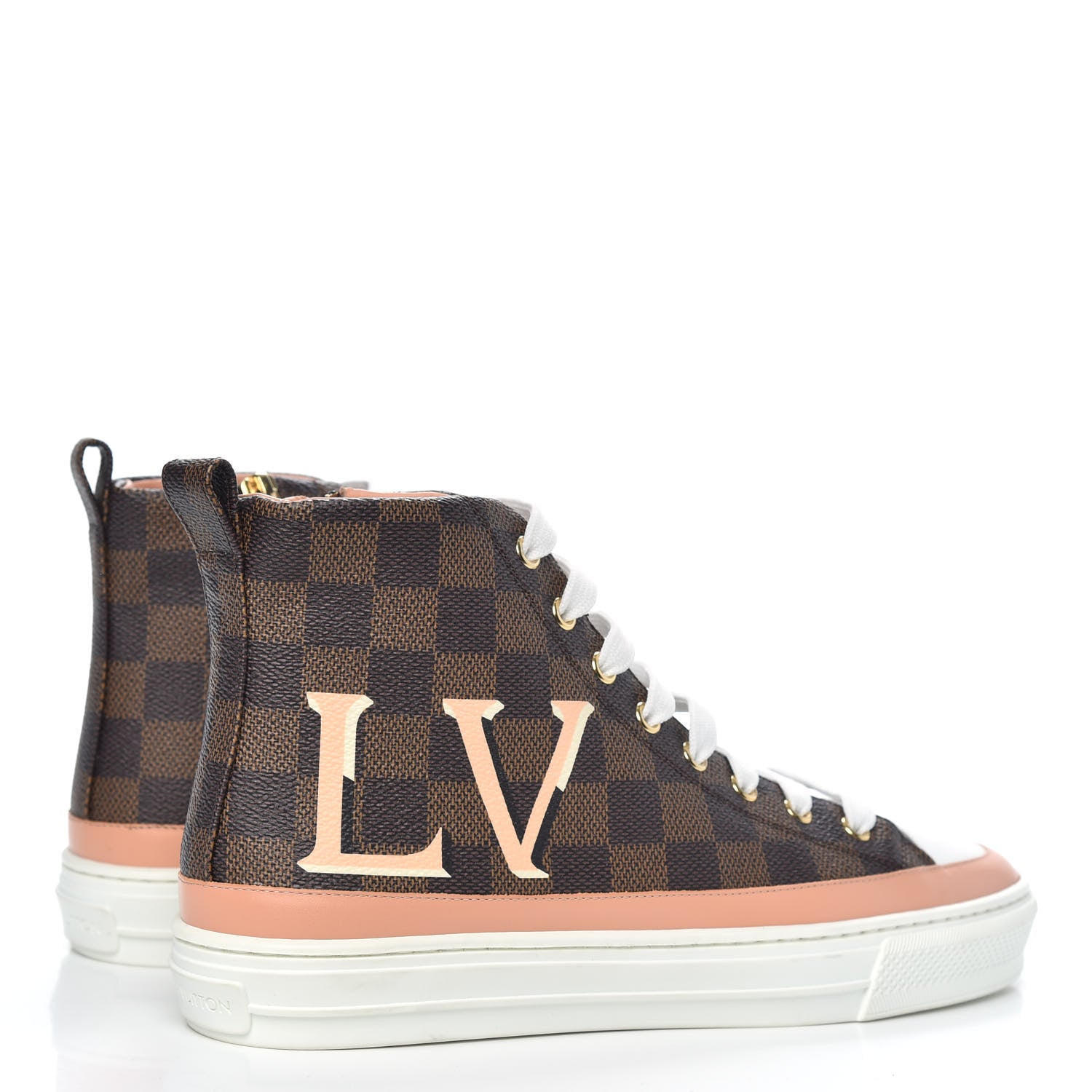 Louis Vuitton Damier Ebene Stellar High Top Sneakers 38 Venus Pink 4 of 7