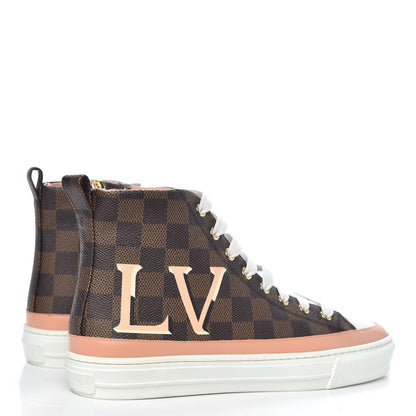 Louis Vuitton Damier Ebene Stellar High Top Sneakers 38 Venus Pink 4 of 7
