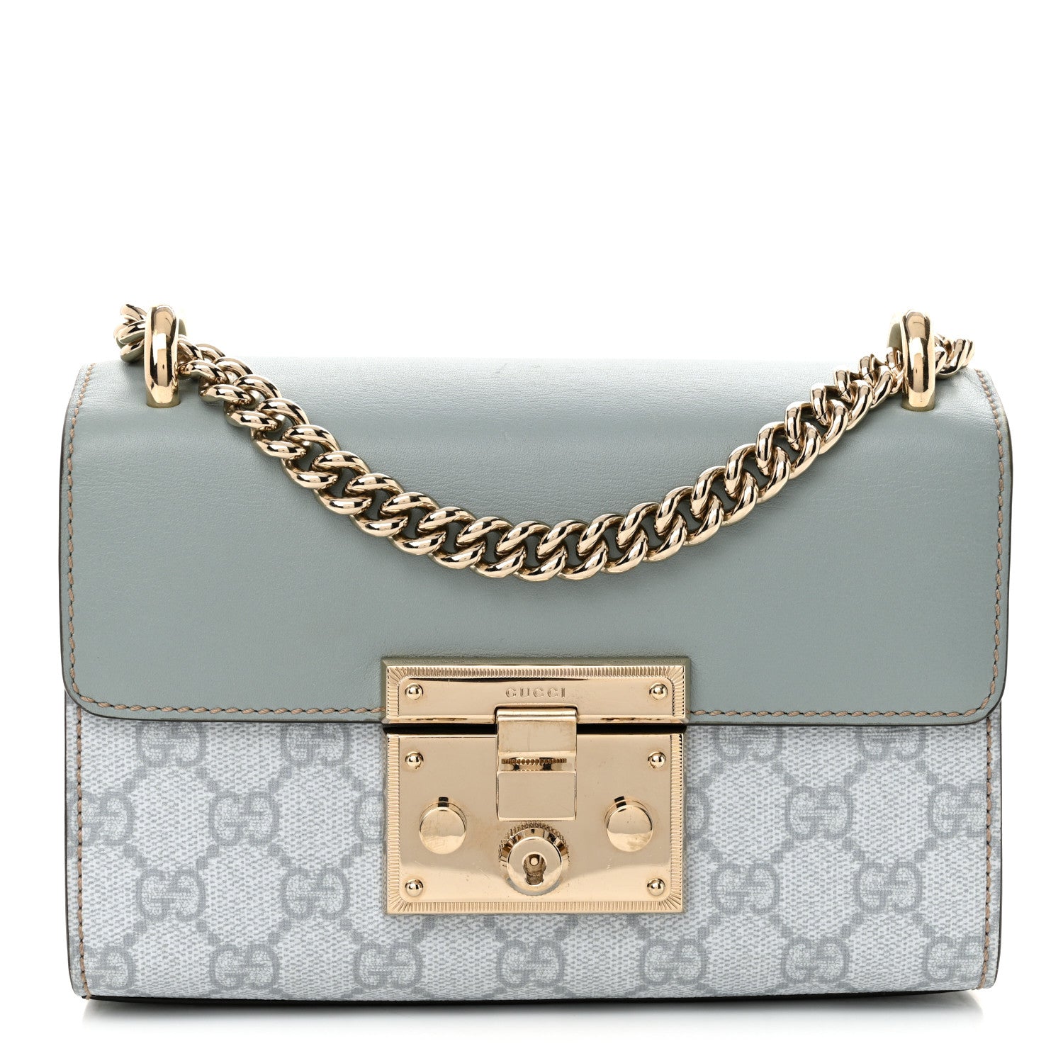 Gucci GG Supreme Monogram Calfskin Small Padlock Shoulder Bag Light Blue 1 of 11