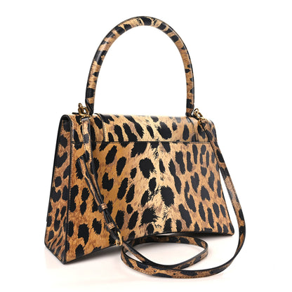 Balenciaga Smooth Calfskin Leopard Print Medium Hourglass Top Handle Bag Beige 3 of 9