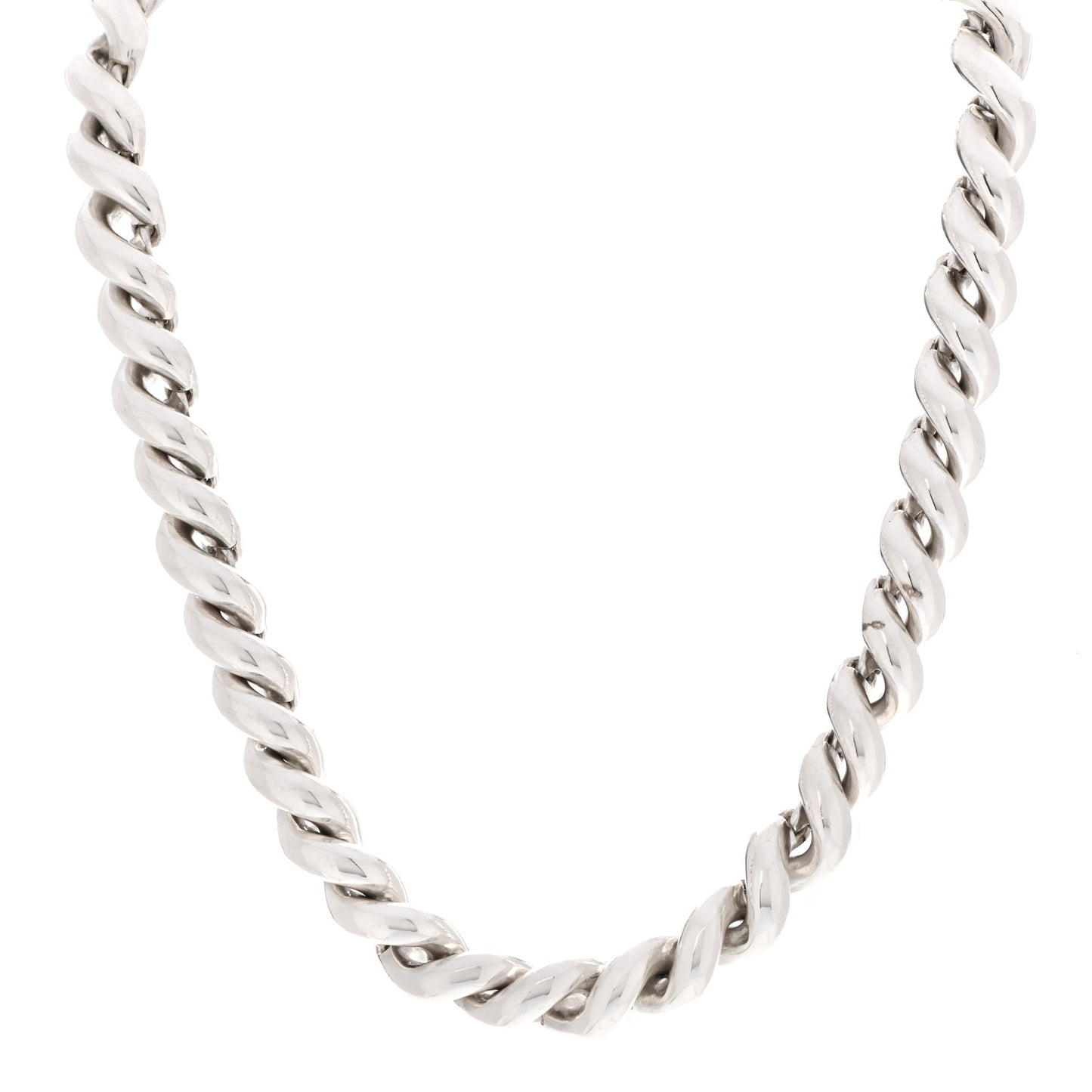 Sterling Silver Vintage Torsade Link Choker Necklace
