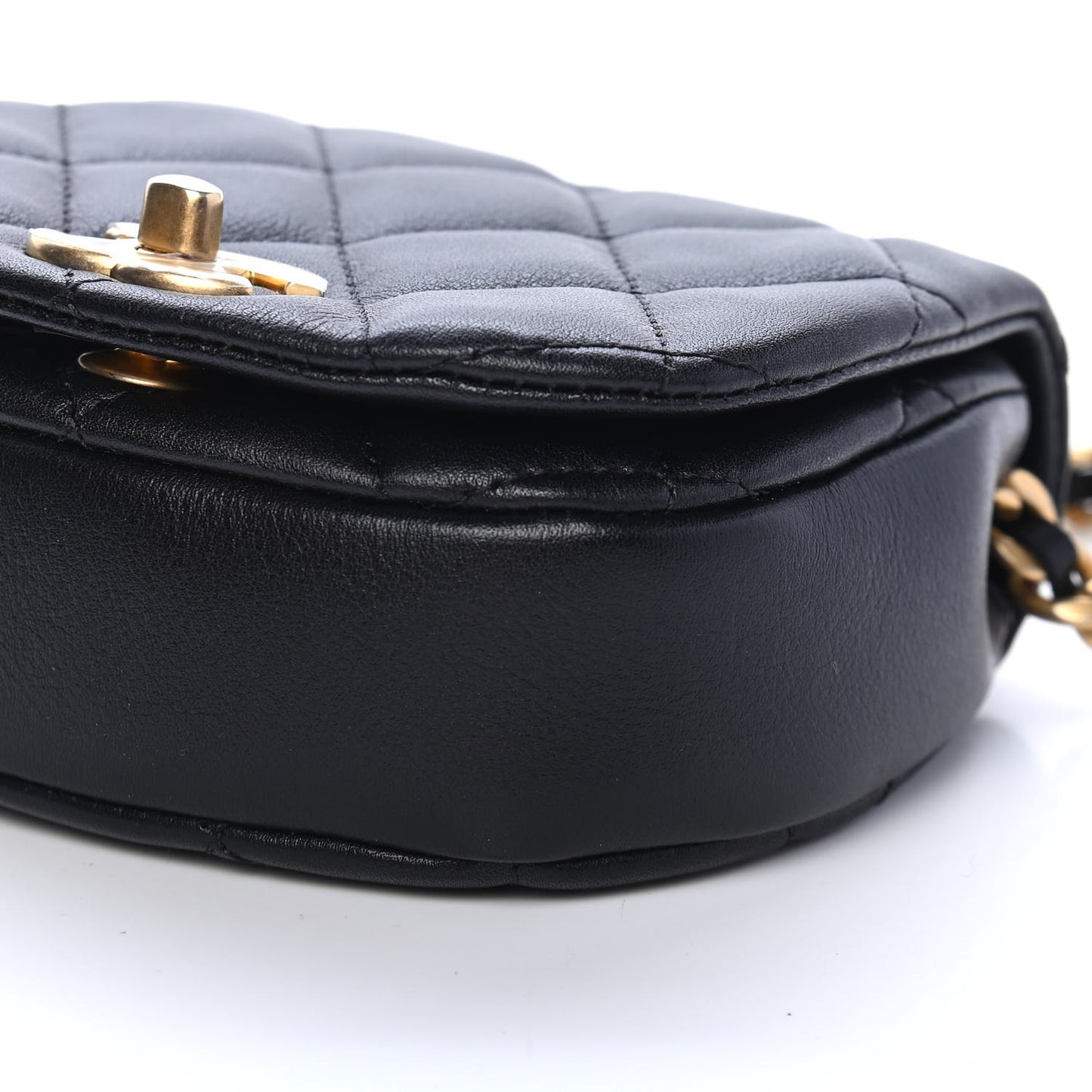Calfskin Quilted Mini Coco Mail Clutch with Chain Black