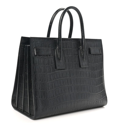 Saint Laurent Calfskin Crocodile Embossed Small Sac de Jour Black 3 of 10