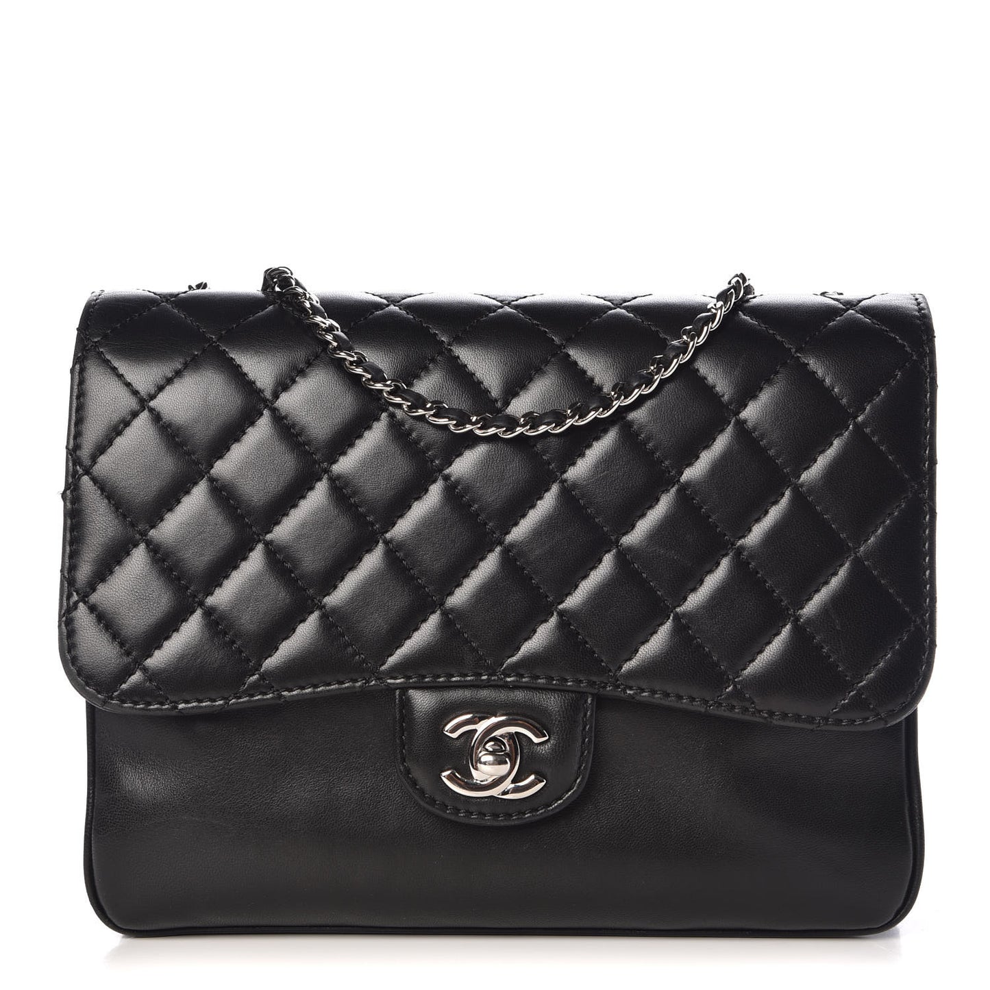 Lambskin Quilted Flap Black