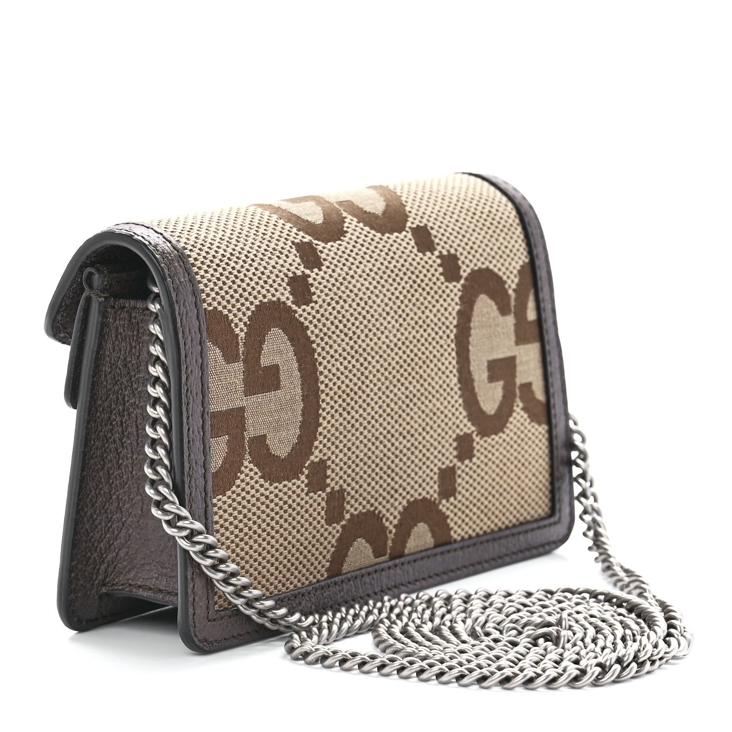 Gucci Monogram Jumbo GG Textured Dollar Calfskin Super Mini Dionysus Shoulder Bag Camel Ebony New Acero 3 of 11