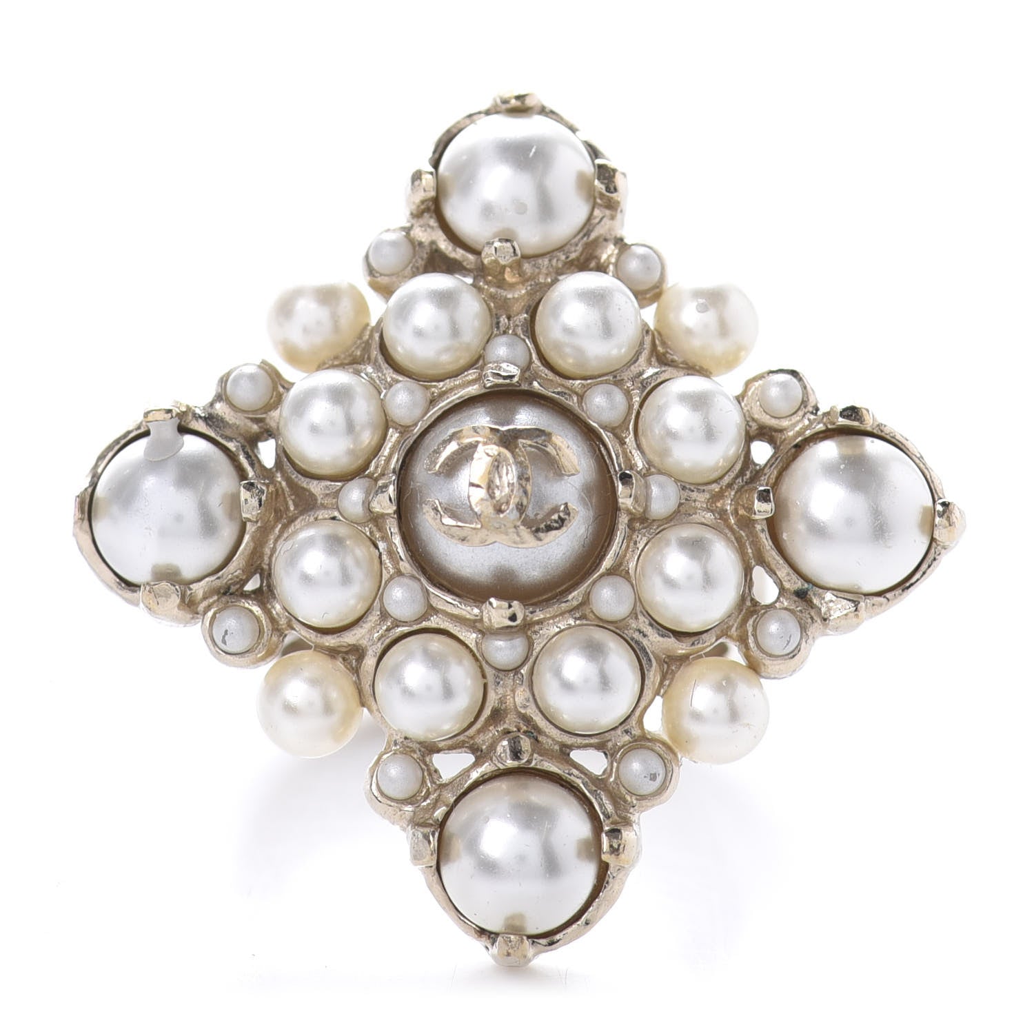 Chanel Pearl CC Ring 6.75 Light Gold 1 of 5
