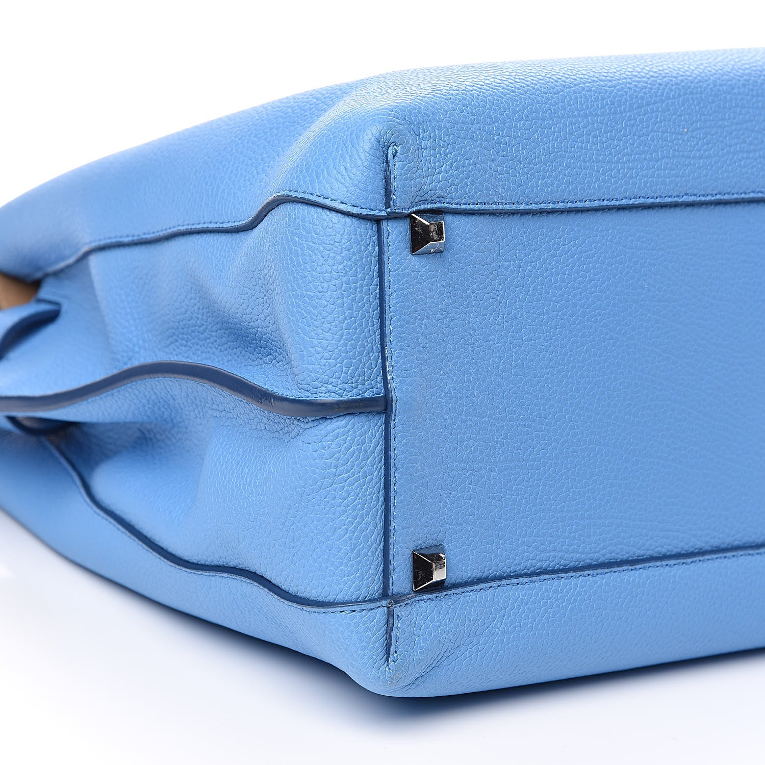 MCM Grained Calfskin Large Milla Tote Tile Blue 10 of 14
