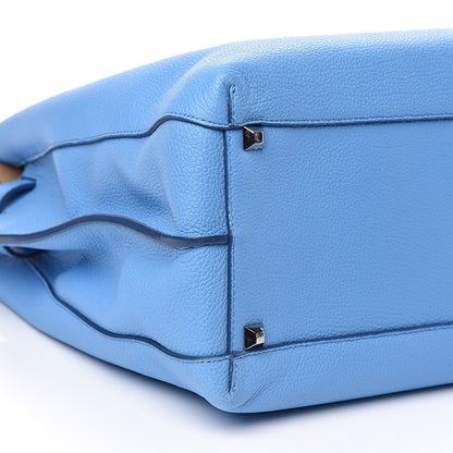 MCM Grained Calfskin Large Milla Tote Tile Blue 10 of 14